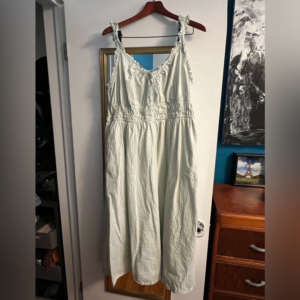 Old Navy Cream and Green Striped Dress